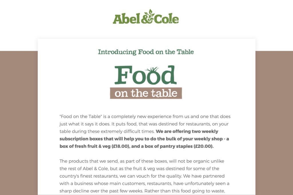 Abel & Cole - Food on the table