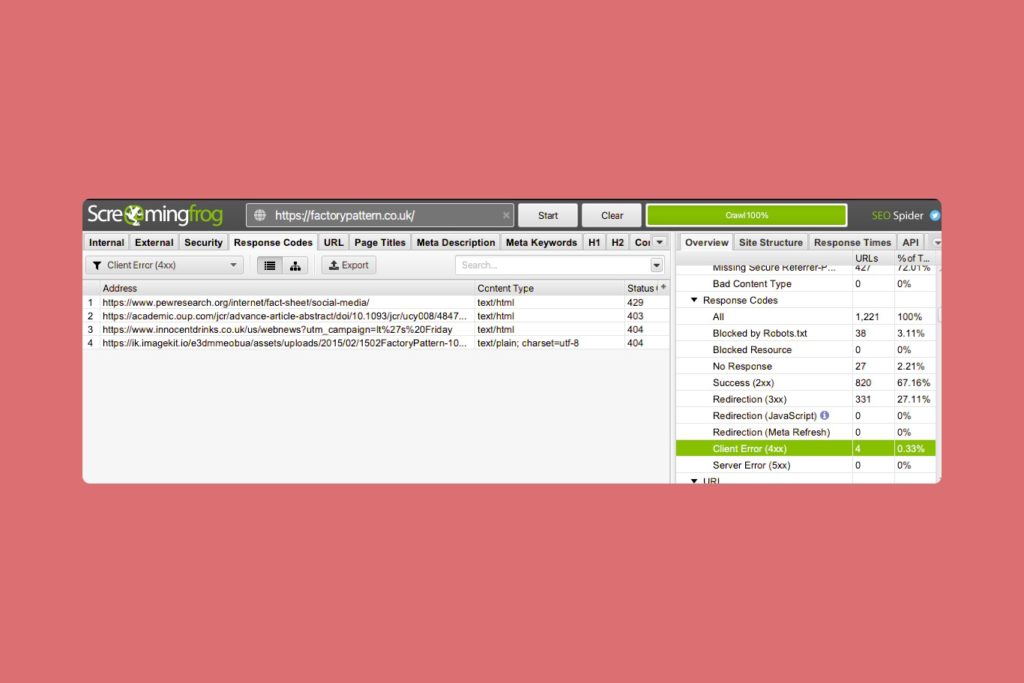Screaming Frog SEO Spider is a key tool for a SEO Audit