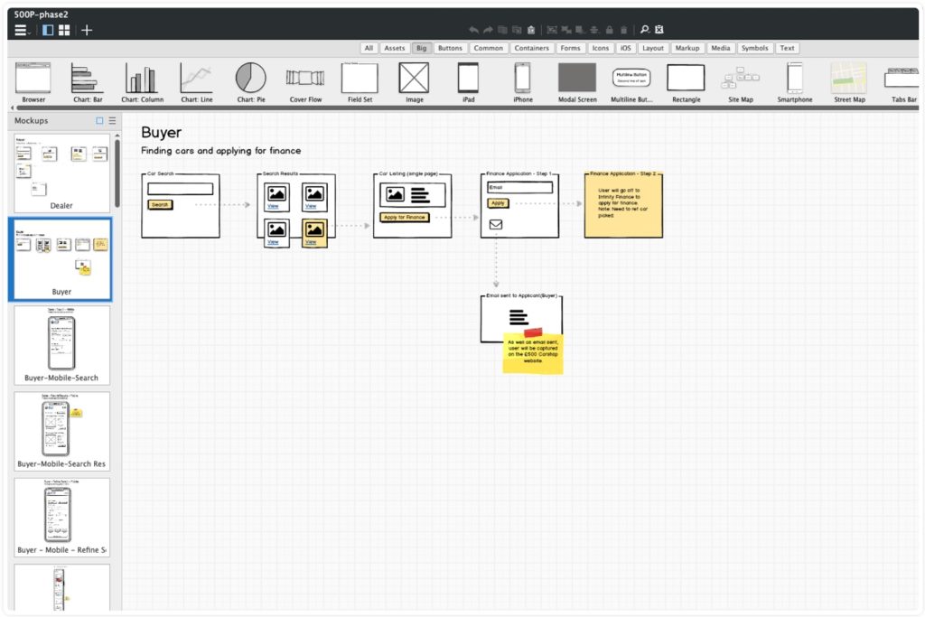 500 pound car shop on Balsamiq