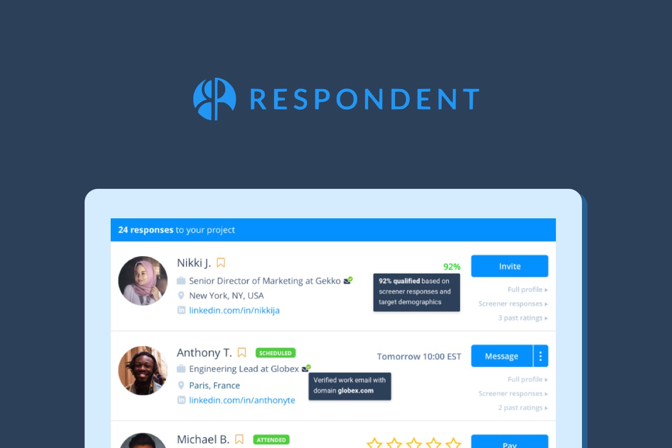 Respondent - recruiting users