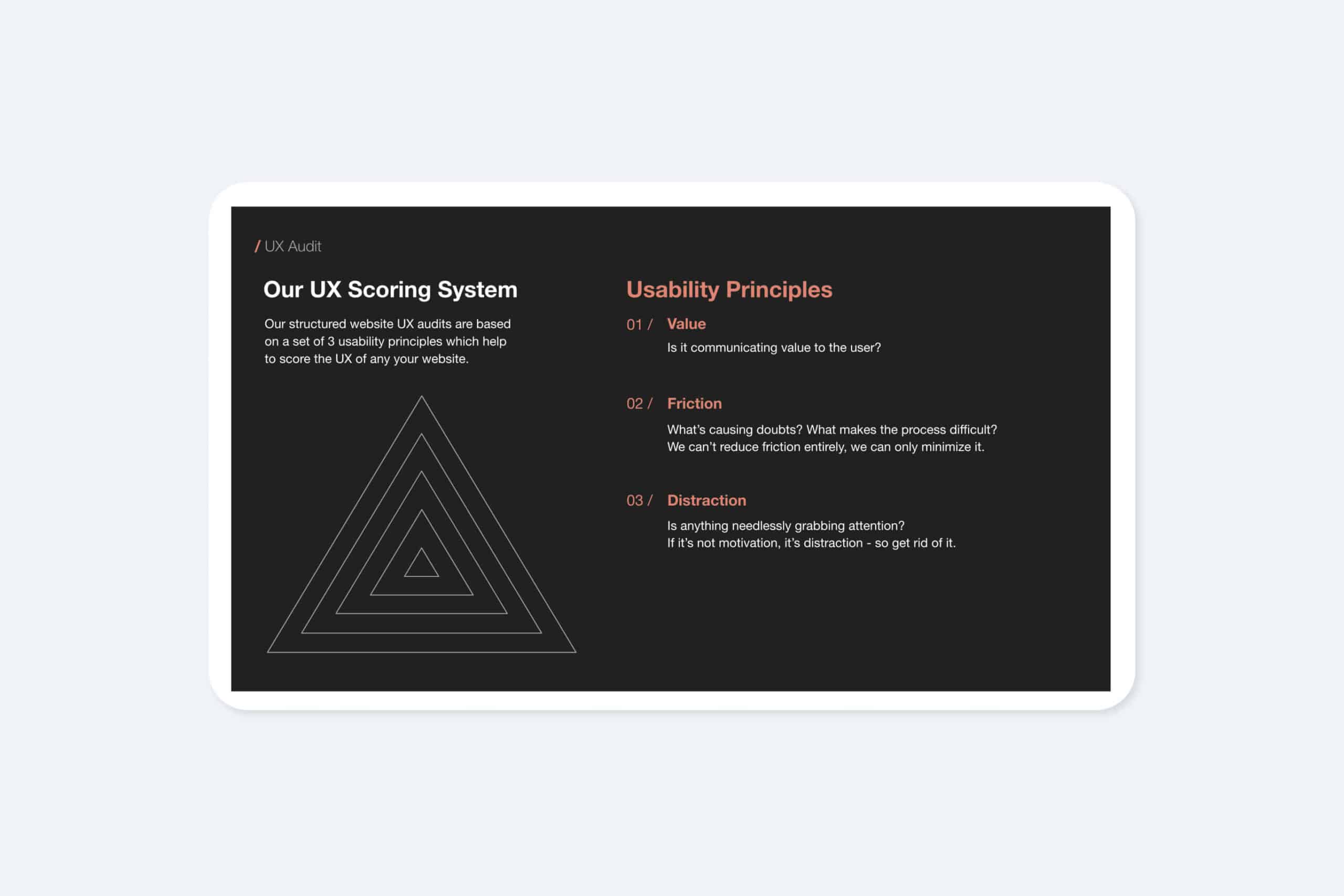 usability principles - value, friction, distraction