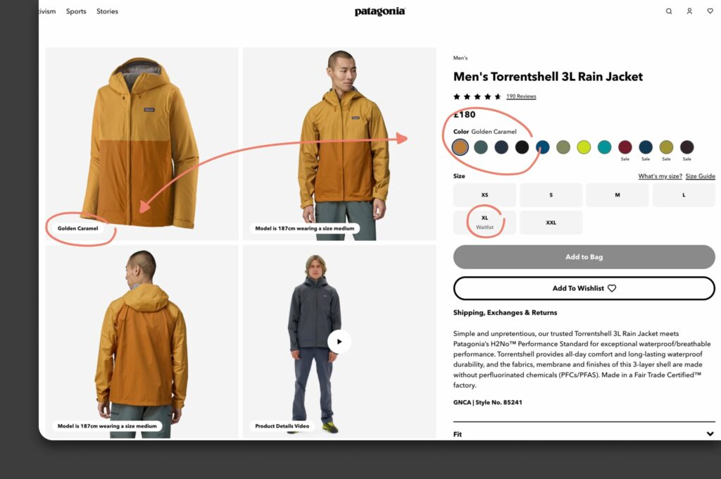 Patagonia product gallery labels