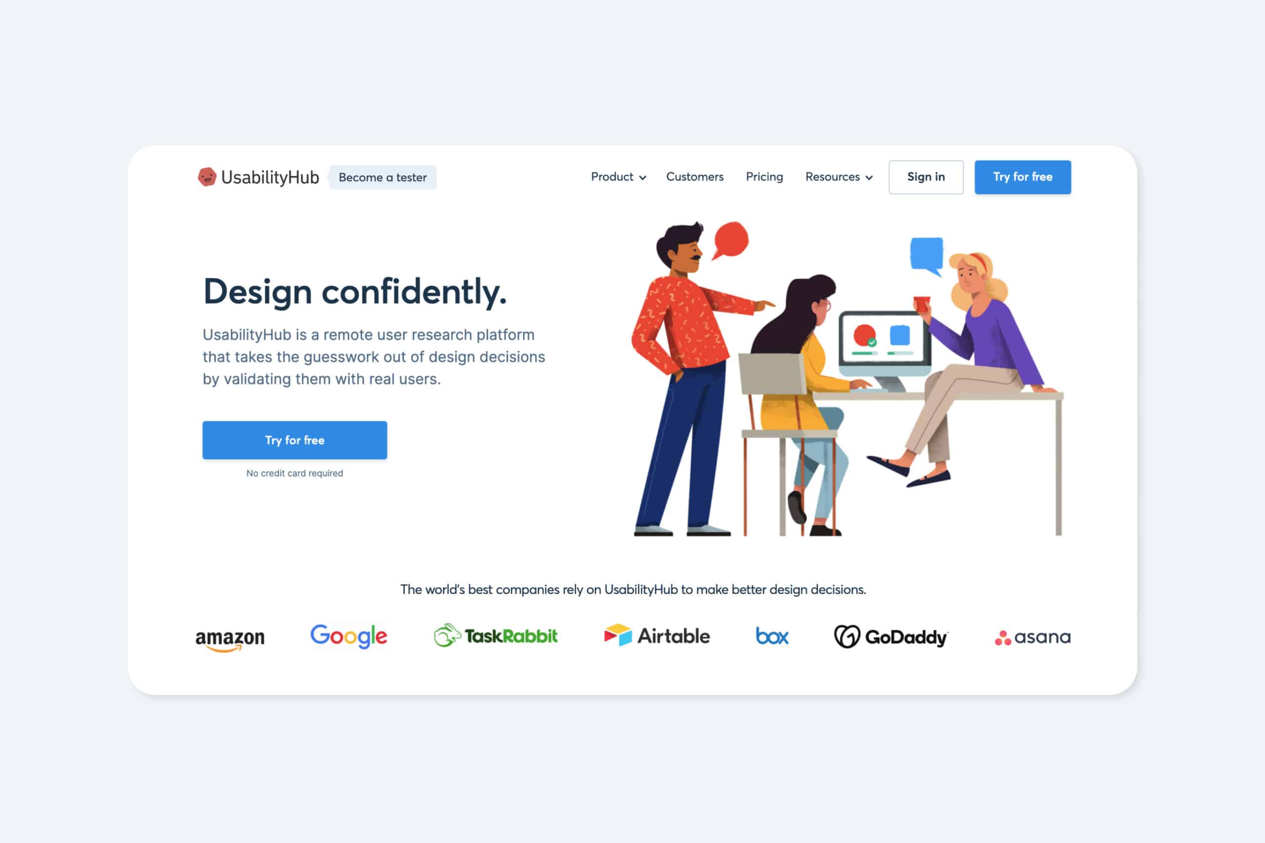 screen shot from the Ux tool usability hub