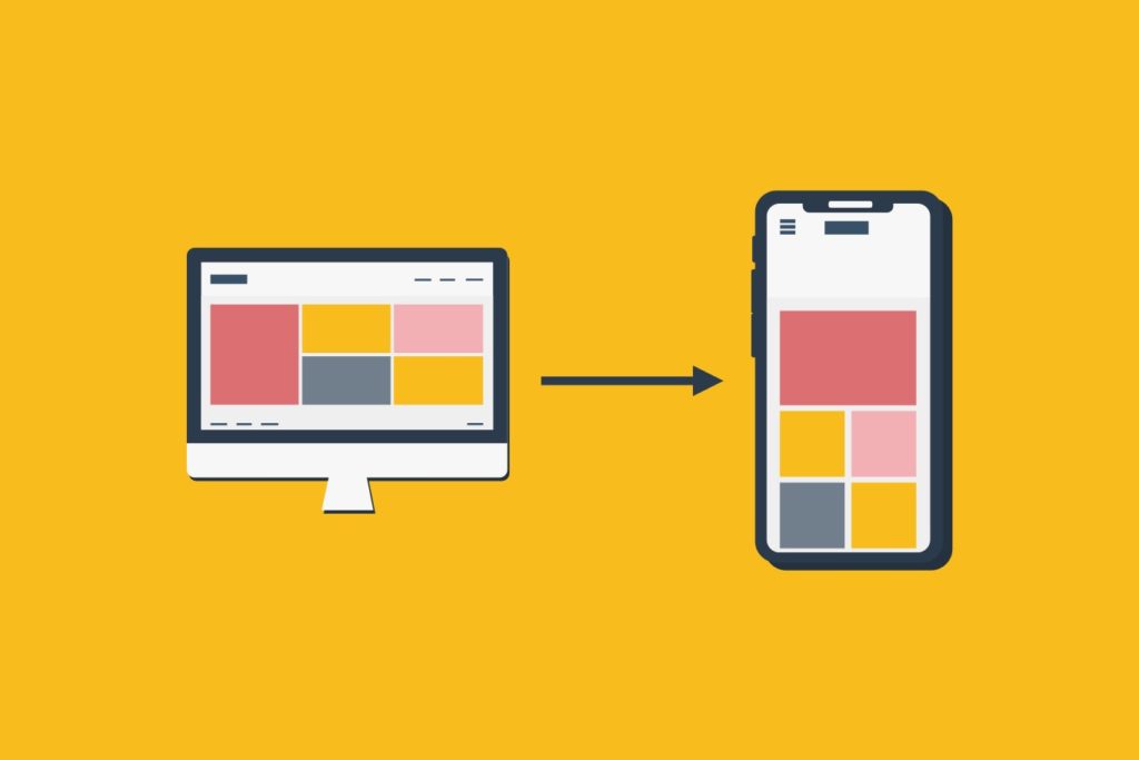 illustration of desktop to mobilke website design comaparison