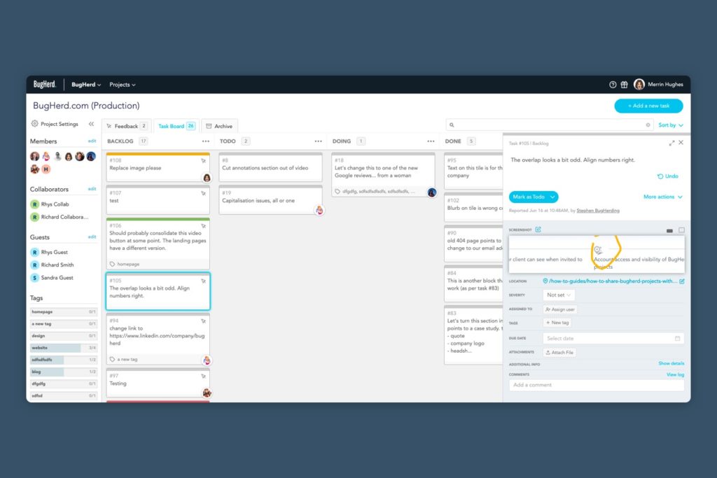 BugHerd is a web design tool that captures feedback