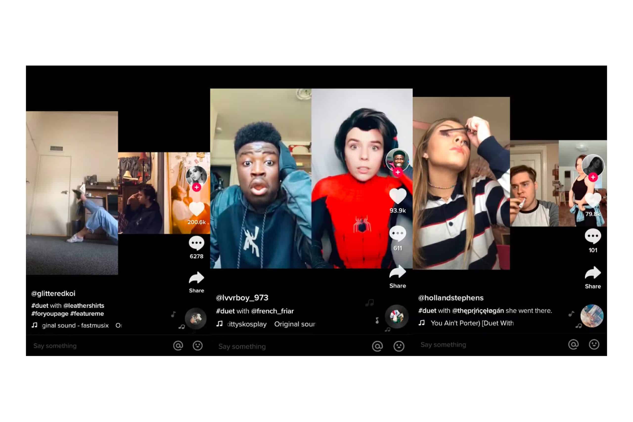 Screenshot of TikTok videos