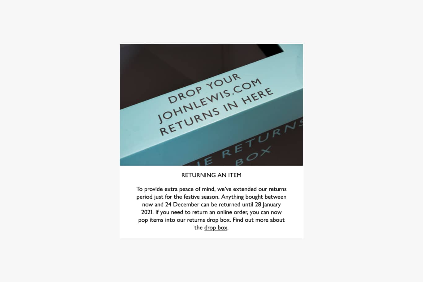 notice about johnlewis returns