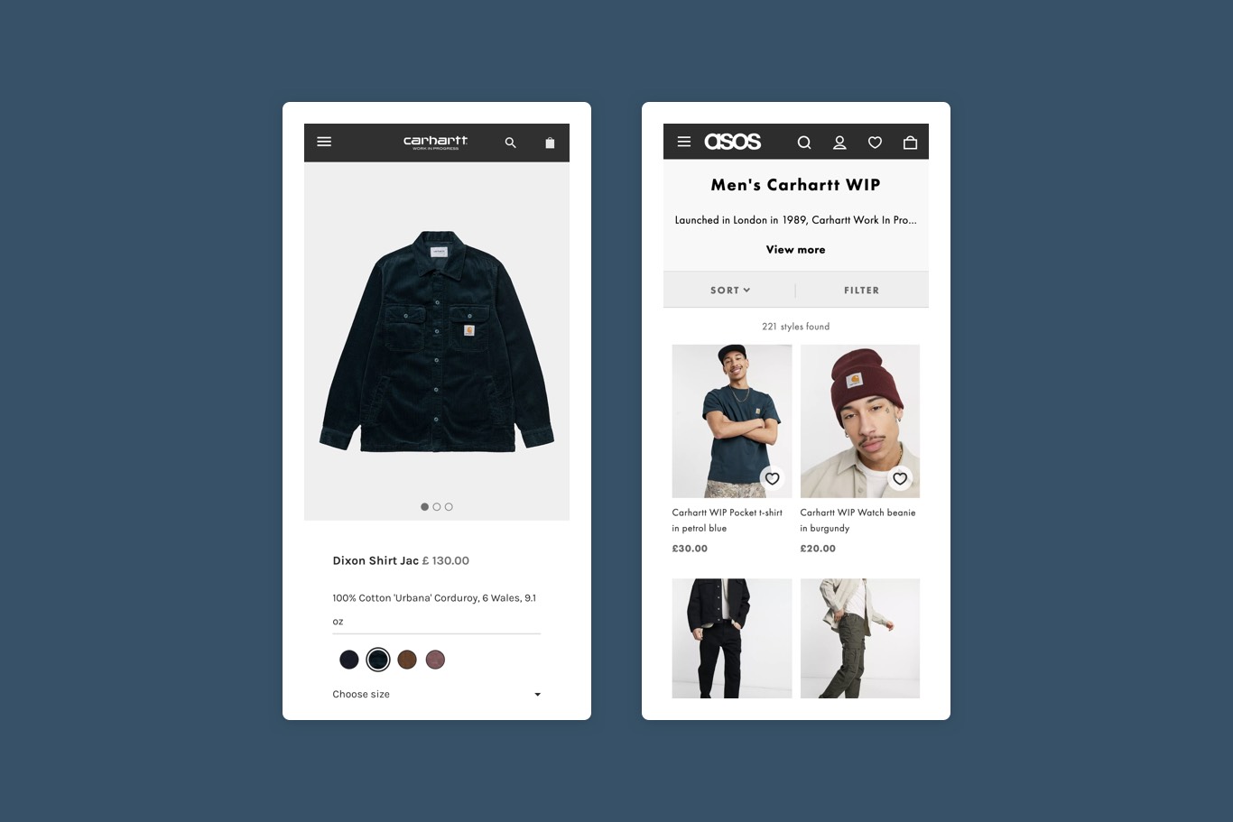 Carharrt are lacking the human element with their product page photography here