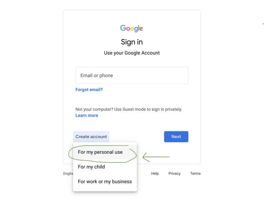 Setup Google Account
