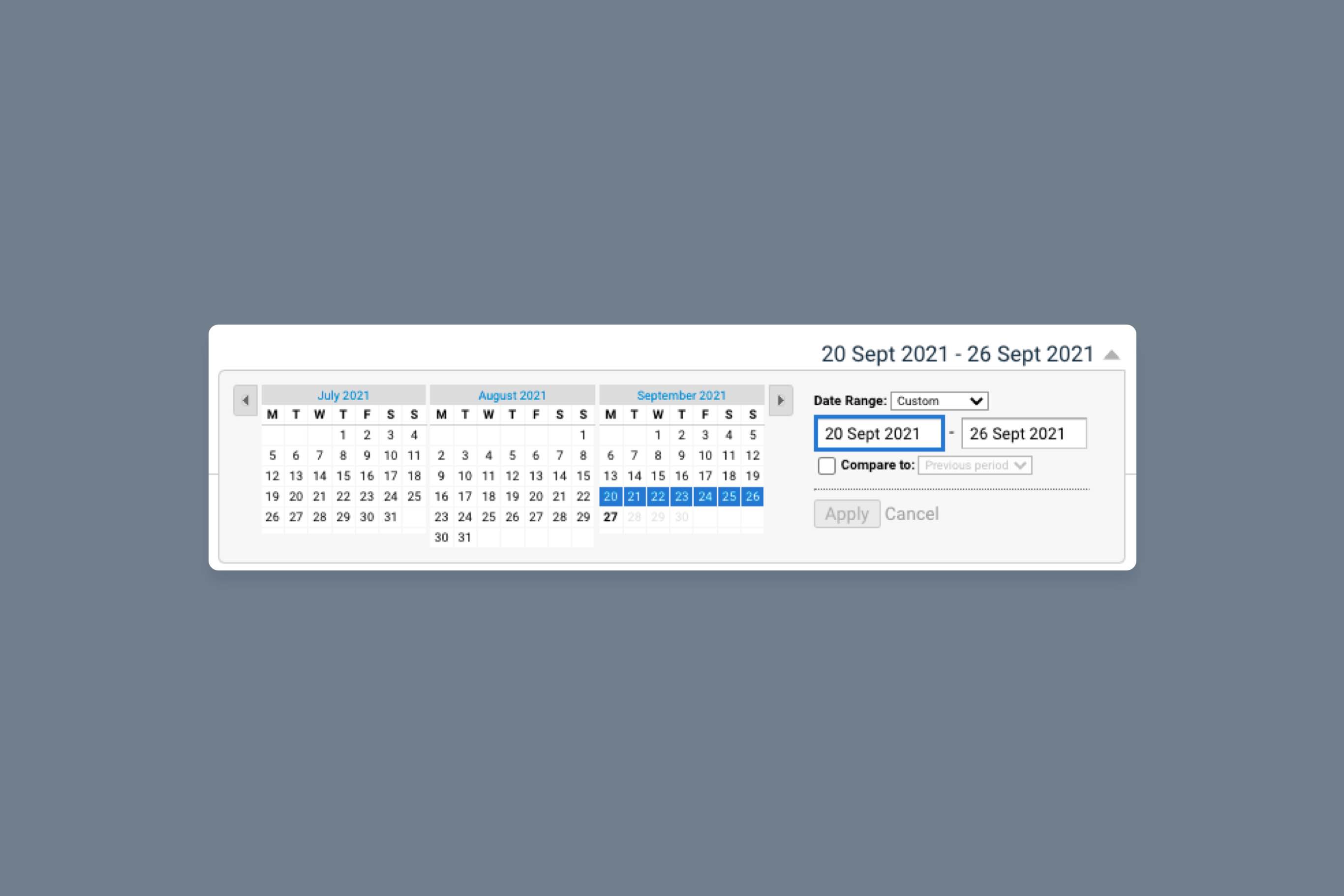 google analytics date picker
