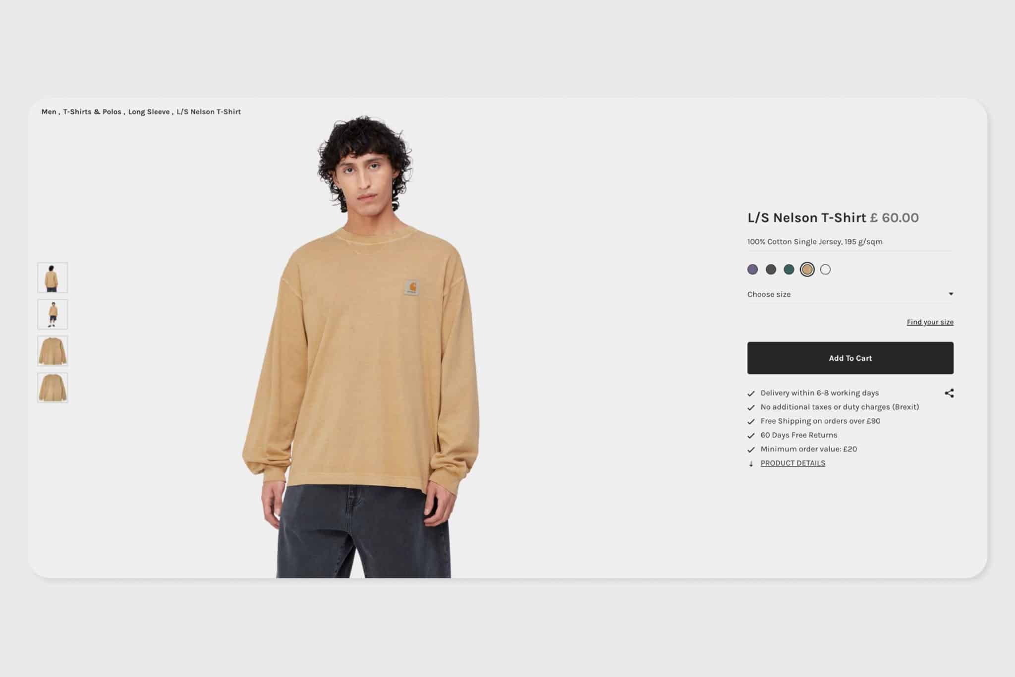 screen shot of carhartt single product page design