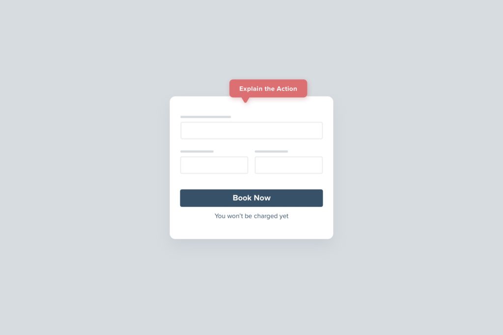 Example of using microcopy below a button to help explain the action.