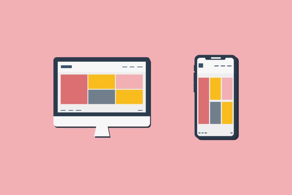illustration of desk top and mobile website views