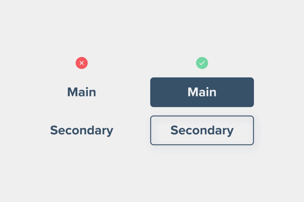 Example of best practices for main and secondary buttons.
