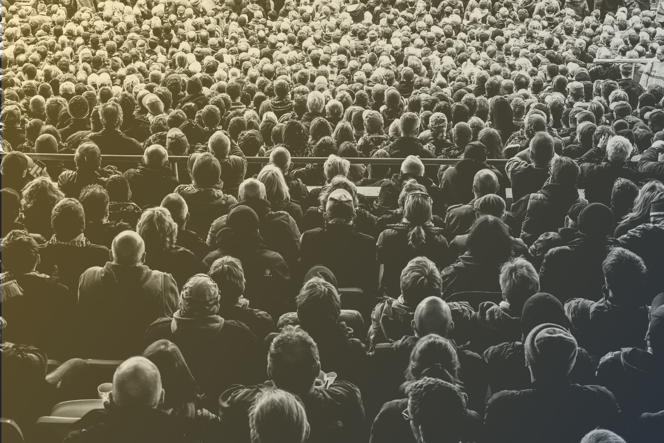 crowd of people sat in a stadium