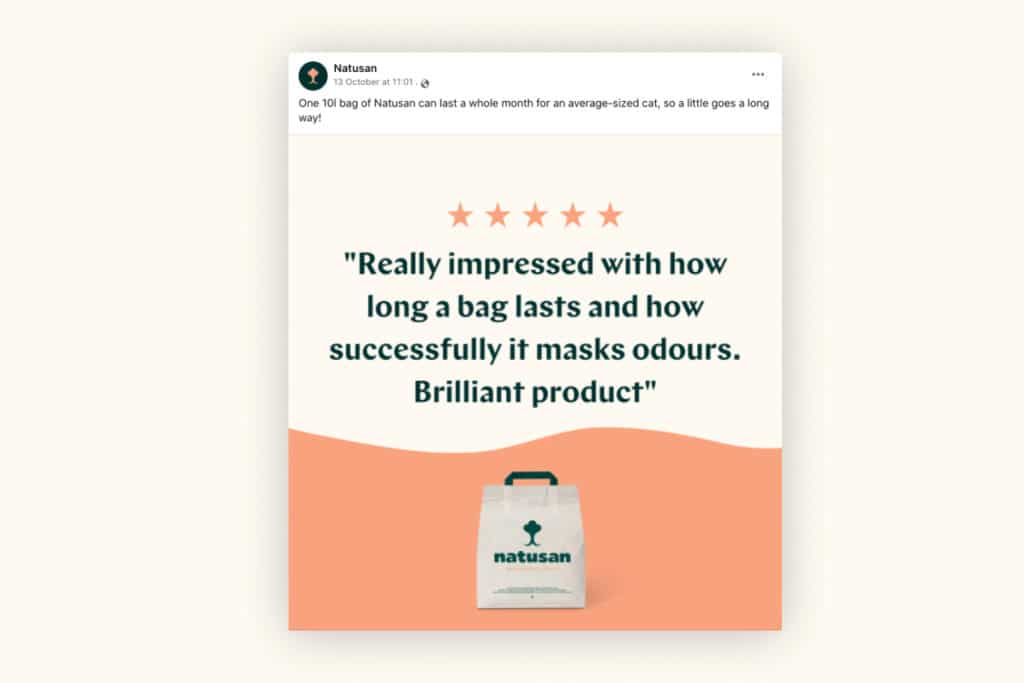 Natusan use customer product reviews in their posts