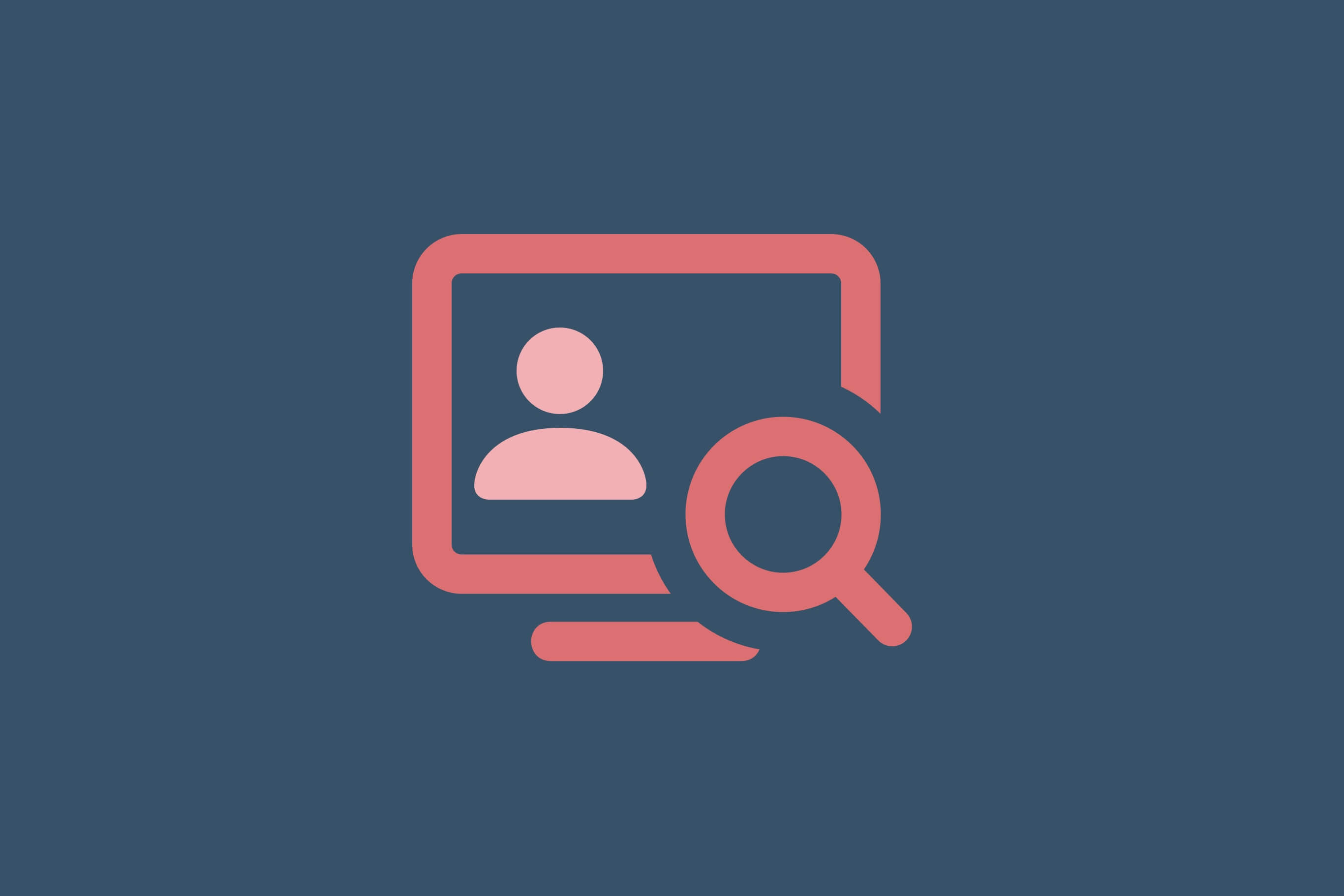 Illustration of a computer screen with a profile icon and a magnifying glass