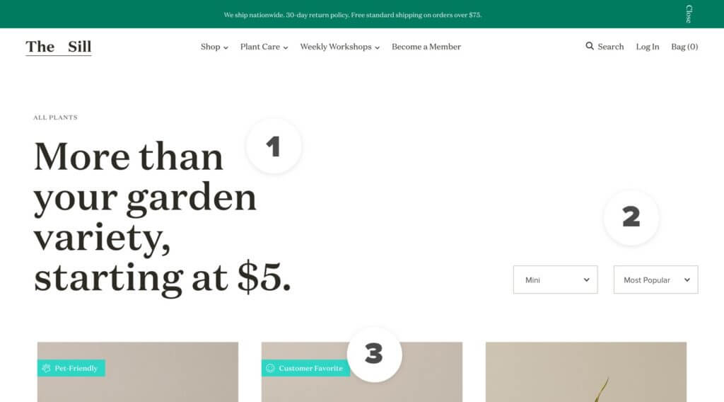 The Sill Product Listing Page