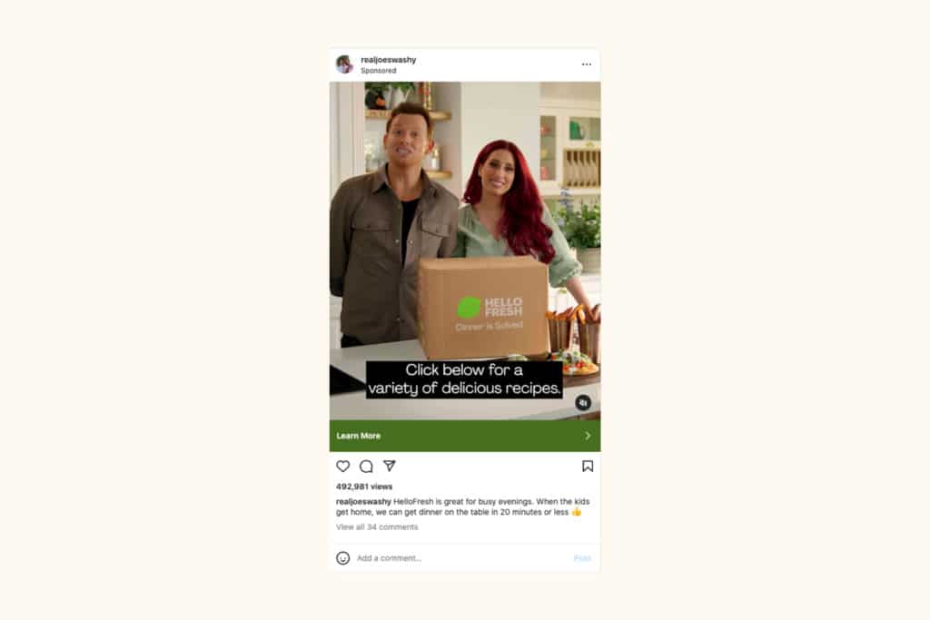 HelloFresh partner with Joe Swash and Stacey Solomon