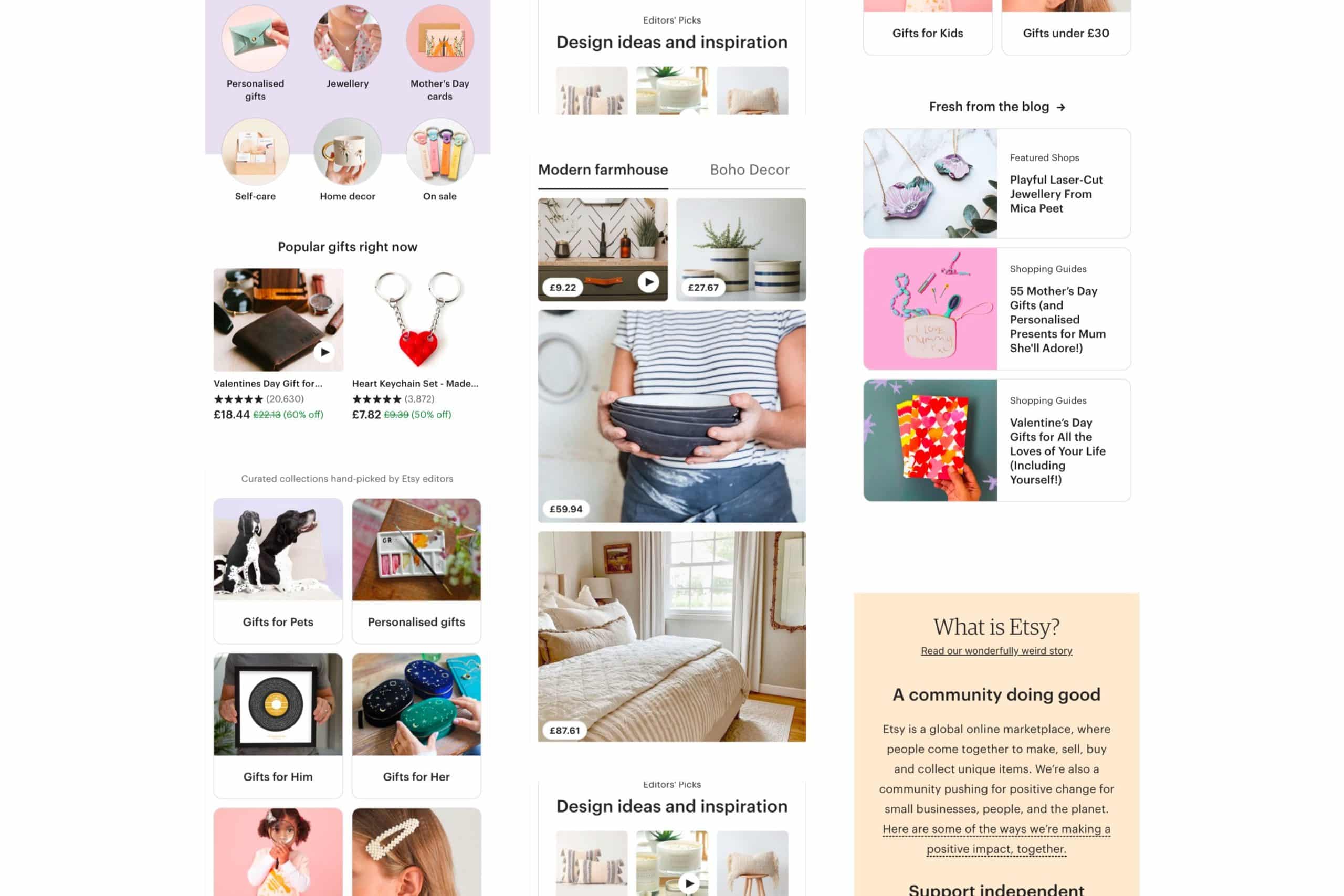 Screenshot of the Etsy mobile app
