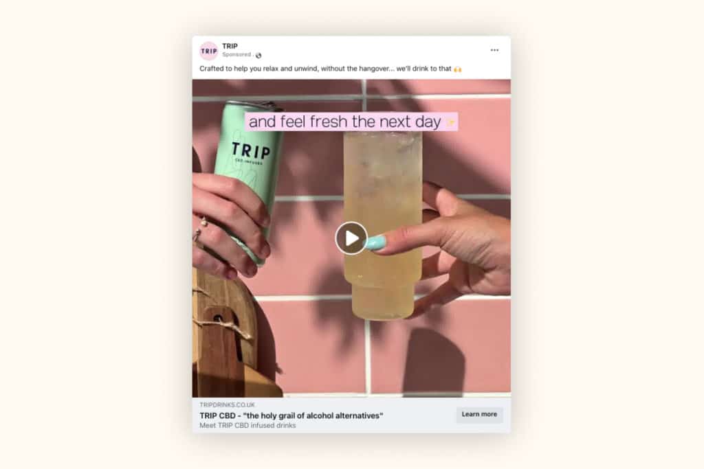TRIP sponsored Facebook ad promotion an alcohol-alternative drink