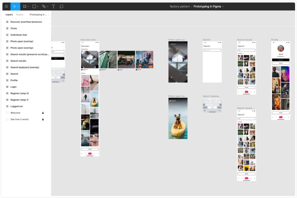 prototype screen on Figma