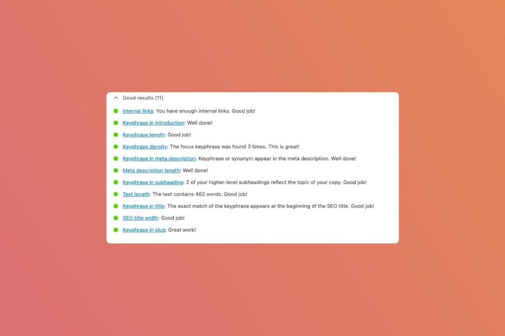An example of Yoast SEO plugin in action