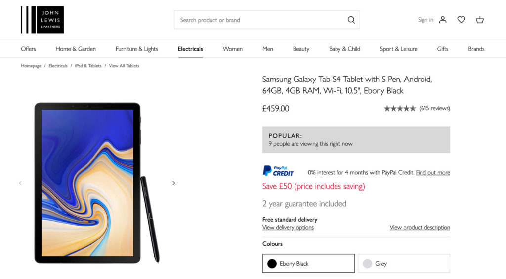 John Lewis product page