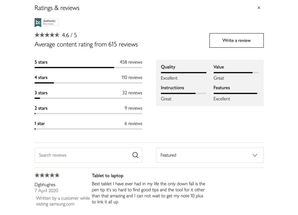 John Lewis ecommerce product reviews