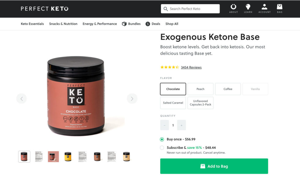 Perfect Keto ecommerce product page