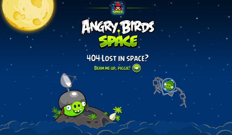 angry birds example of error page