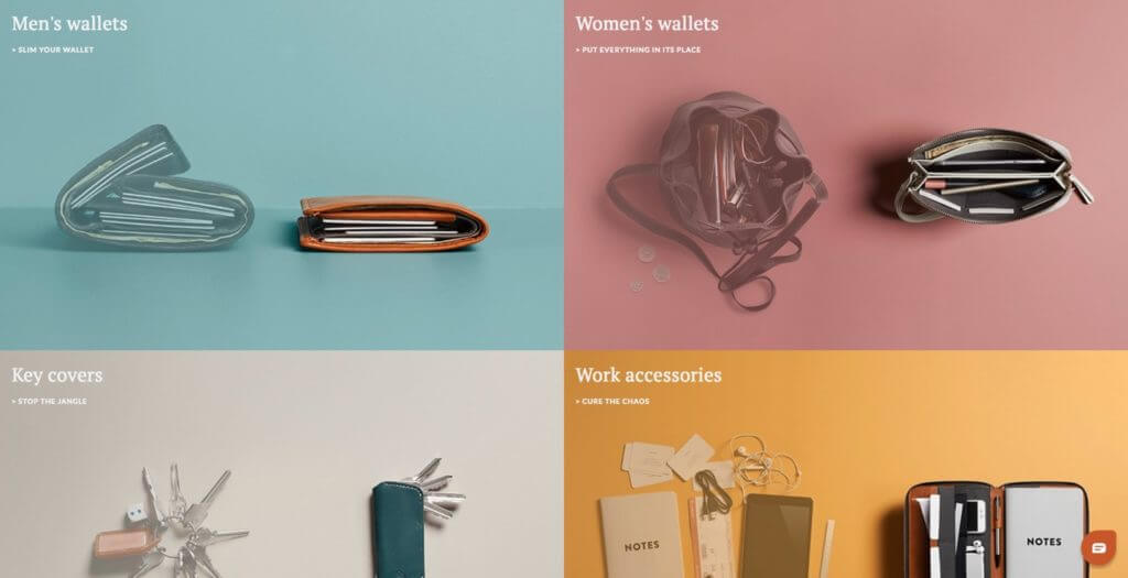 Bellroy Home page Feature: Before and After