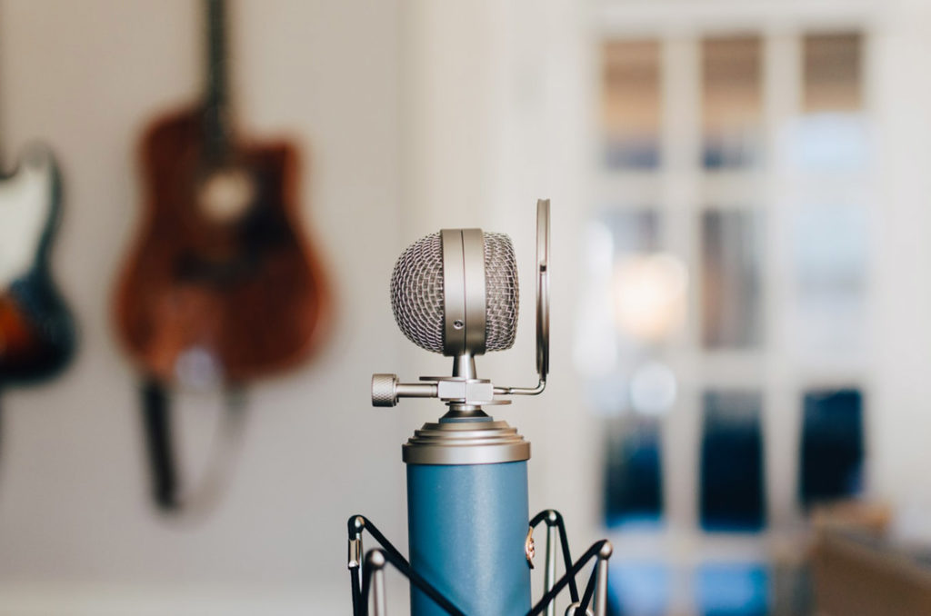 Microphone in a recording studio