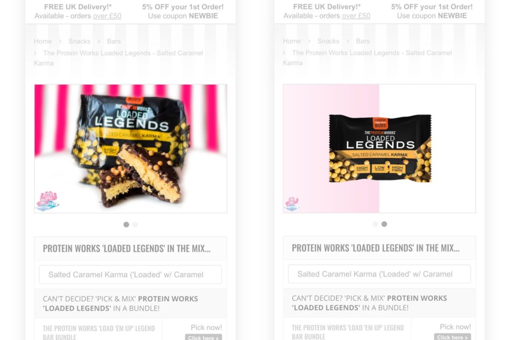 Pick n Mix ecommerce page with protein bars