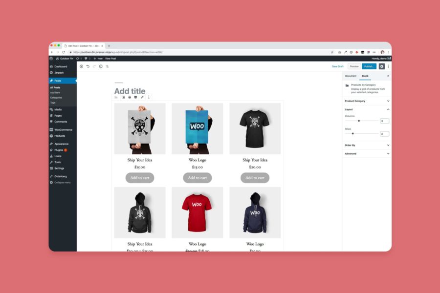 screenshot of WooCommerce WordPress plugin in the backend