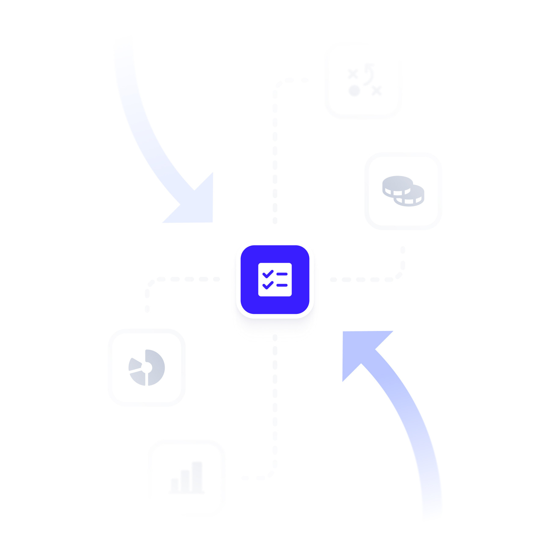 ppc audit infographic with two arrows and a blue checklist in the middle