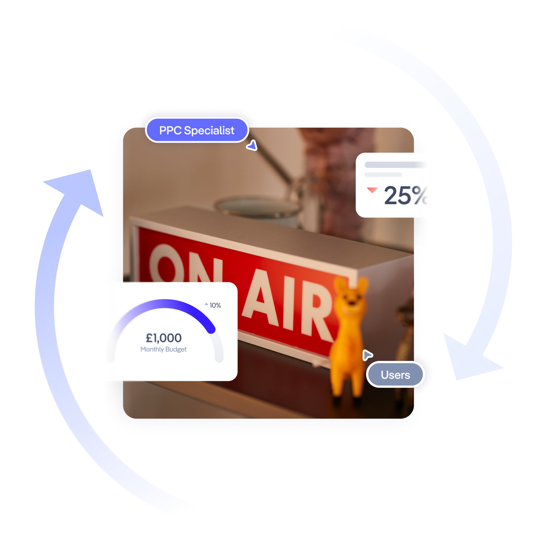 on air sign in a digital marketing office