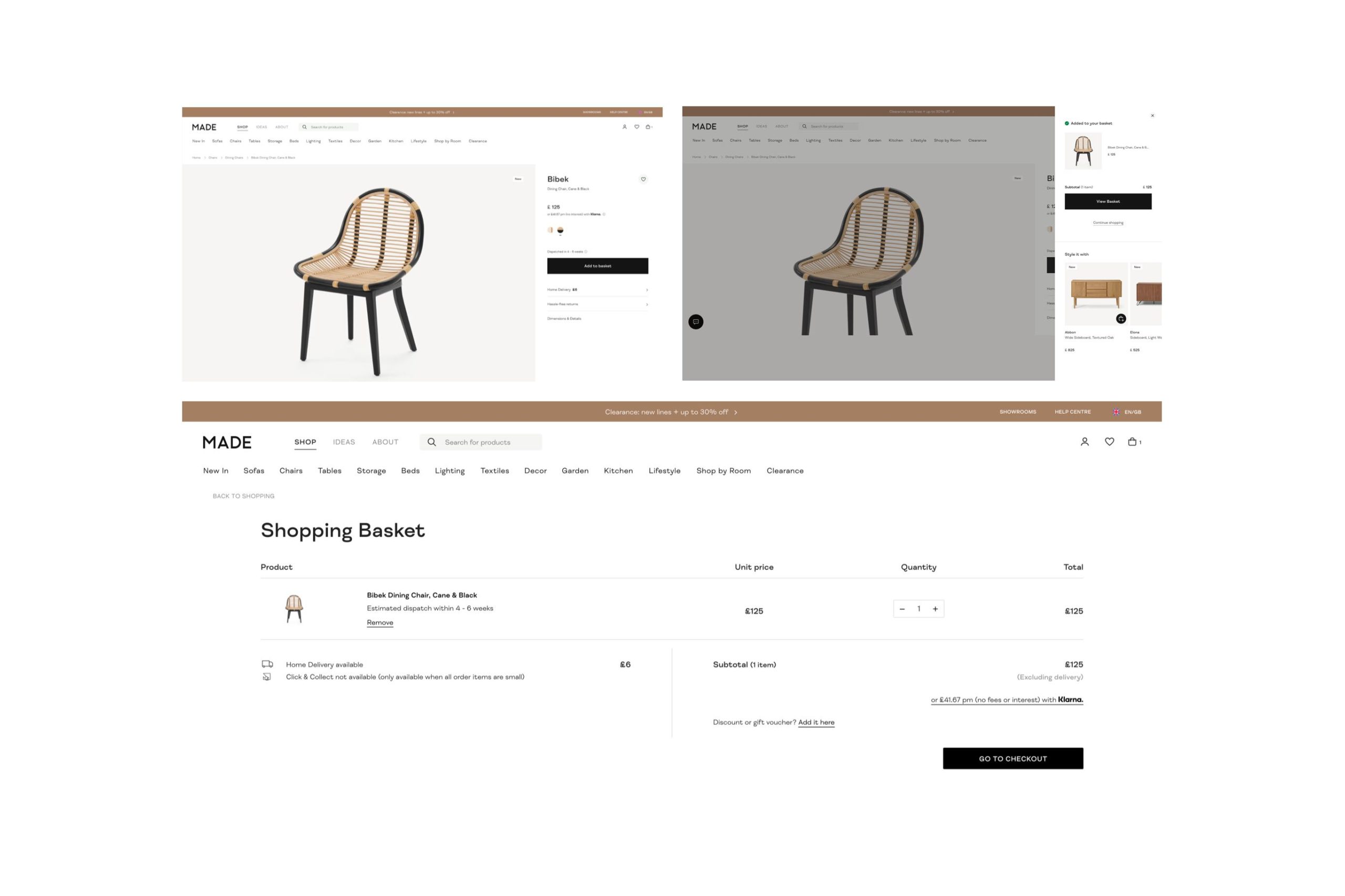 screenshot of MADE website product page