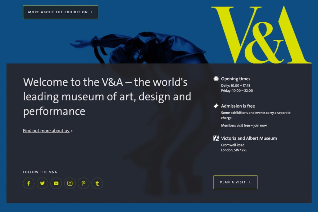 V&A website copywriting